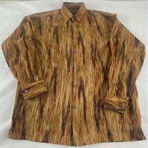 Bassiri Uomo Mens abstract medium button down long sleeve shirt club disco 90s M